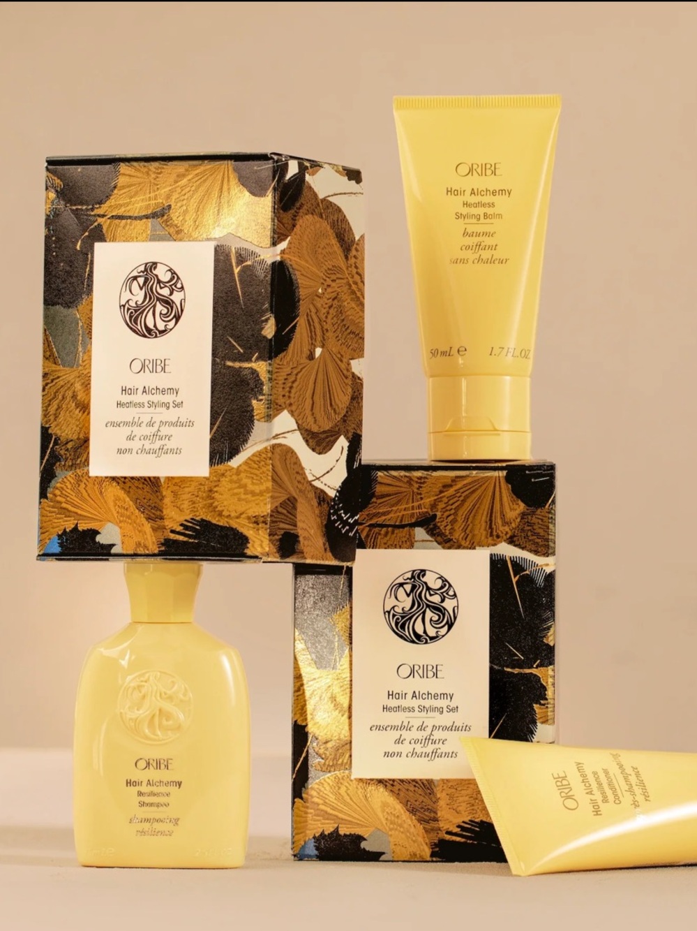 Oribe Hair Alchemy Heatless Styling Set shampoo, conditioner and styling balm